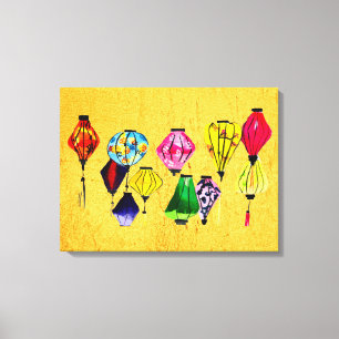Colourful Chinese lanterns art Canvas Print