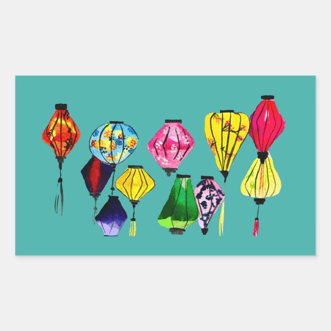 Colourful Chinese lanterns art Sticker (Front)