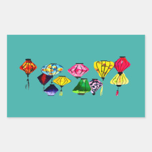 Colourful Chinese lanterns art Sticker