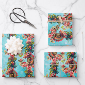 Colourful Chinese New year of the Dragon 2024 Wrapping Paper Sheet