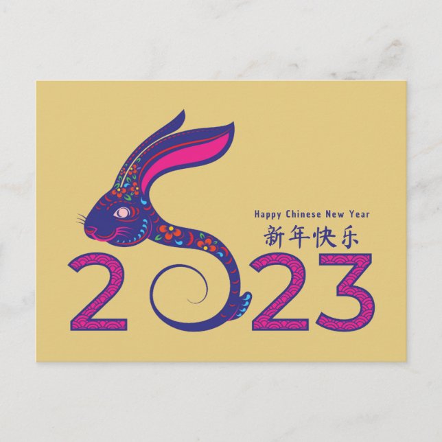 Colourful Chinese Year of the Rabbit T-Shirt Postcard (Front)