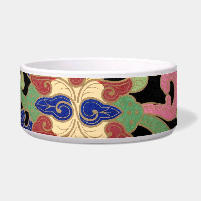 Colourful Chinoiserie Floral Pattern on Black (Front)