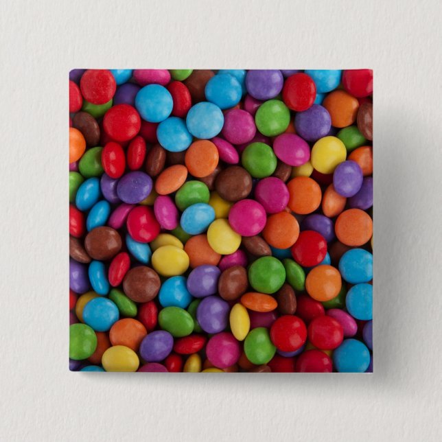 Colourful Chocolate Candy 2 Inch Square Button (Front)