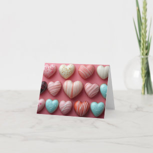 Colourful Chocolate Hearts Valentine's Greeting Card