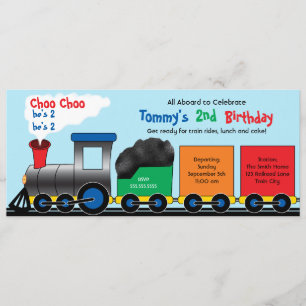 Colourful Choo Choo Train Birthday Invitation