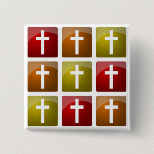 Colourful Christian Crosses 2 Inch Square Button