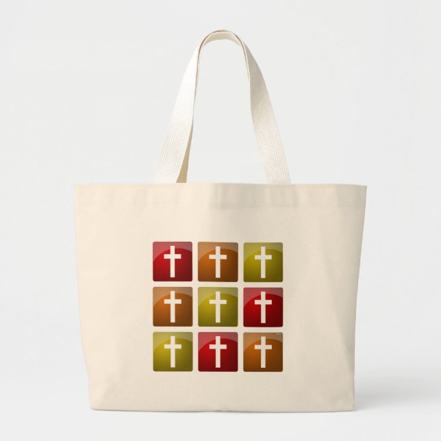 Colourful Christian Crosses Large Tote Bag (Front)