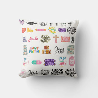 Colourful Christian Faith Quotes Collage Throw Pillow