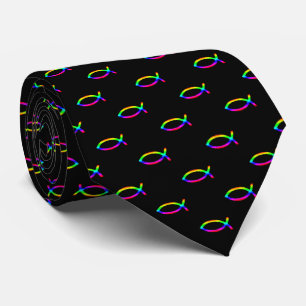 Colourful Christian Fish Pattern   Inspirational Tie