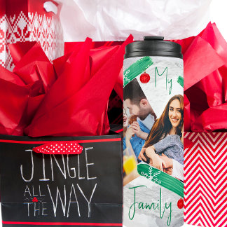 Colourful Christmas 2 Photo Template Thermal Tumbler