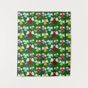 Colourful Christmas Angels Pattern Tapestry