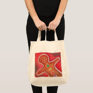 Colourful Christmas Baked Gingerbread Man Cookie Tote Bag
