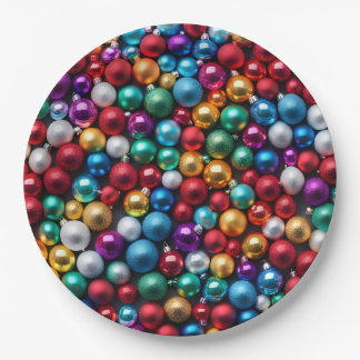 Colourful Christmas Ball Ornaments Paper Plate