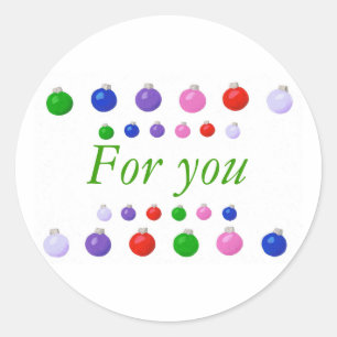 Colourful Christmas Balls border, For You, sticker