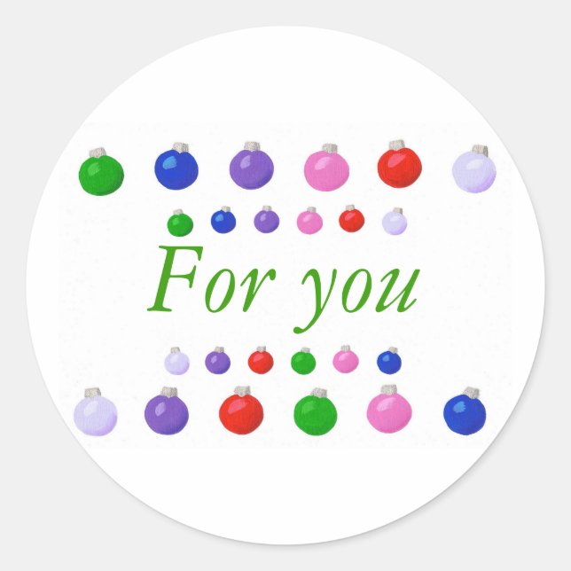 Colourful Christmas Balls border, For You, sticker (Front)