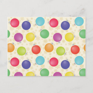 Colourful Christmas balls,Gold Snowflakes Postcard