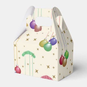 Colourful Christmas balls,gold stars Favor Box