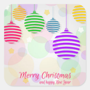 Colourful Christmas Balls Square Sticker