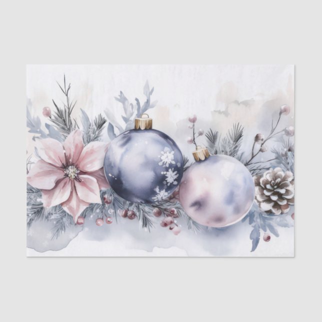 Colourful Christmas Baubles and Flowers  Tissue Paper (Front)