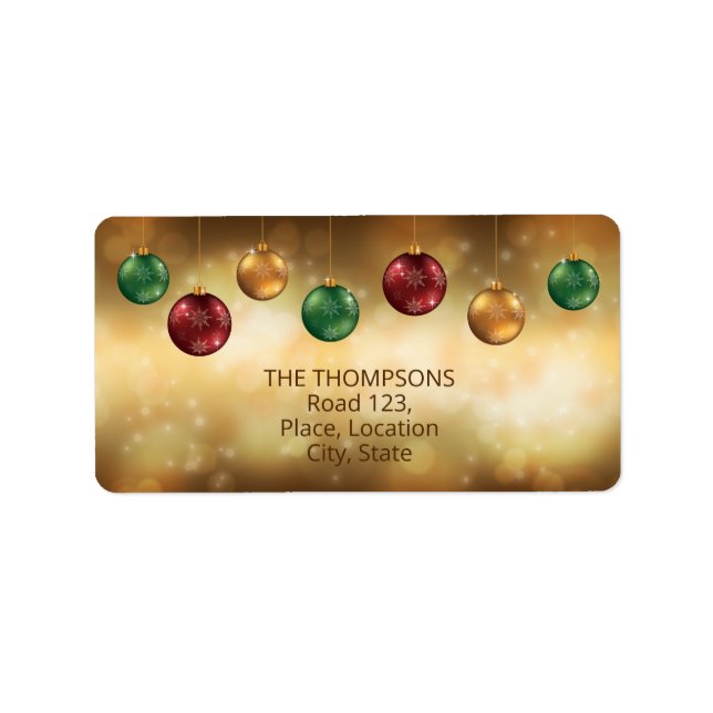 Colourful Christmas Baubles With Custom Text Label (Front)