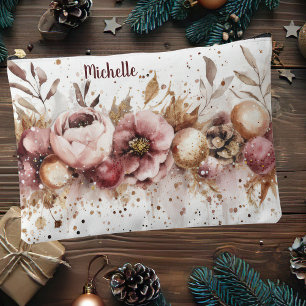 colourful christmas baubles with flowers accessory pouch