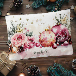 colourful christmas baubles with flowers accessory pouch