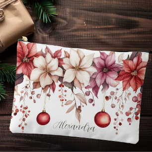 colourful christmas baubles with flowers accessory pouch