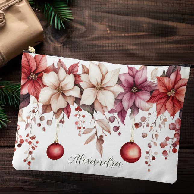 colourful christmas baubles with flowers accessory pouch (Creator Uploaded)