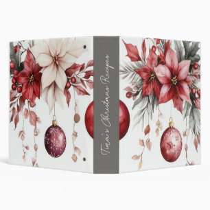 colourful christmas baubles with poinsettia binder