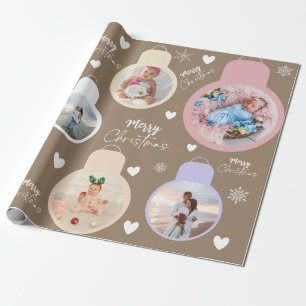Colourful Christmas Bell Name Photo Ornaments Brow Wrapping Paper