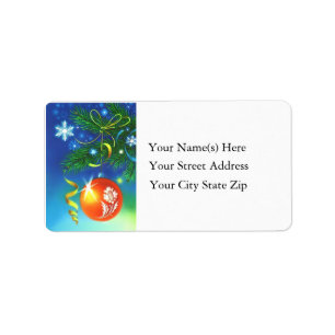 Colourful Christmas Bulbs Vintage Address Label
