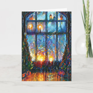 Colourful Christmas card with large window