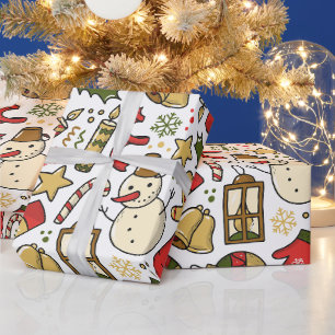 Colourful Christmas Celebration with Snowman Wrapping Paper