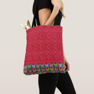 Colourful Christmas Cute Cat Tote Bag