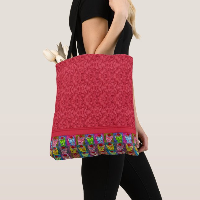 Colourful Christmas Cute Cat Tote Bag (Close Up)