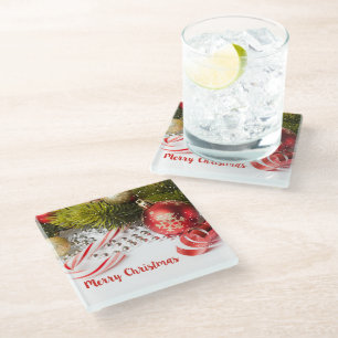 Colourful Christmas Decorations Glass Coaster