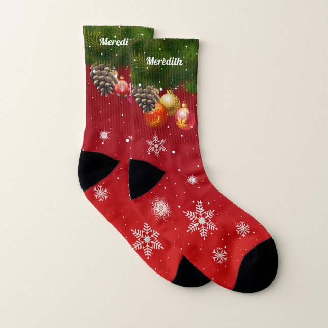 Colourful Christmas Decorations Socks (Pair)