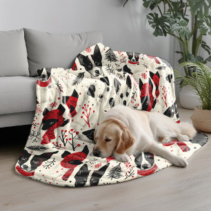 Colourful Christmas Dogs Pattern Fleece Blanket