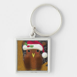 Colourful Christmas Eve Owl Keychain