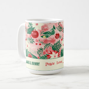 Colourful Christmas Floral Personalized Coffee Mug