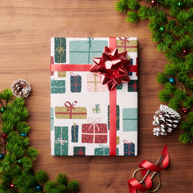 Colourful Christmas Gift Box Patterns Wrapping Paper (Holiday Gift)
