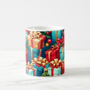 Colourful Christmas Gifts,  Holiday Tree Pattern  Coffee Mug