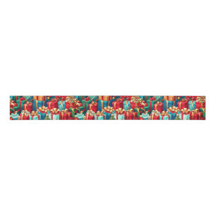 Colourful Christmas Gifts,  Holiday Tree Pattern  Grosgrain Ribbon
