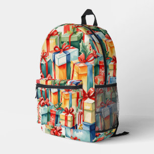 Colourful Christmas Gifts Watercolor  Pattern  Printed Backpack