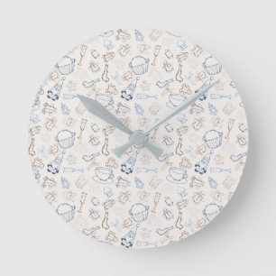 Colourful christmas Gingerbread Man and santa Round Clock