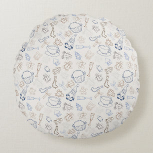 Colourful christmas Gingerbread Man and santa Round Pillow