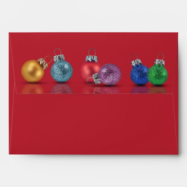 Colourful Christmas Glitter Ornaments Envelopes (Back (Top Flap))