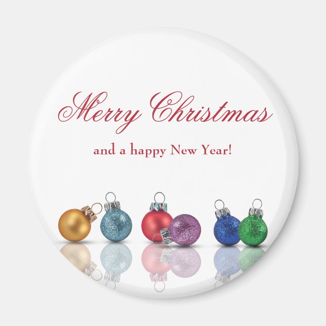 Colourful Christmas Glitter Ornaments Magnet (Front)