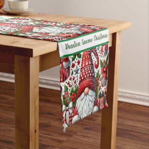 Colourful Christmas Gnome Short Table Runner