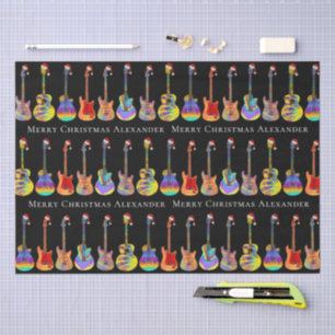 Colourful Christmas Guitar Personalized  Tissue Paper
